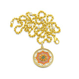 Buddha Mama Mandala Pendant with Clementine, Bubblegum Pink & Kelly Enamel