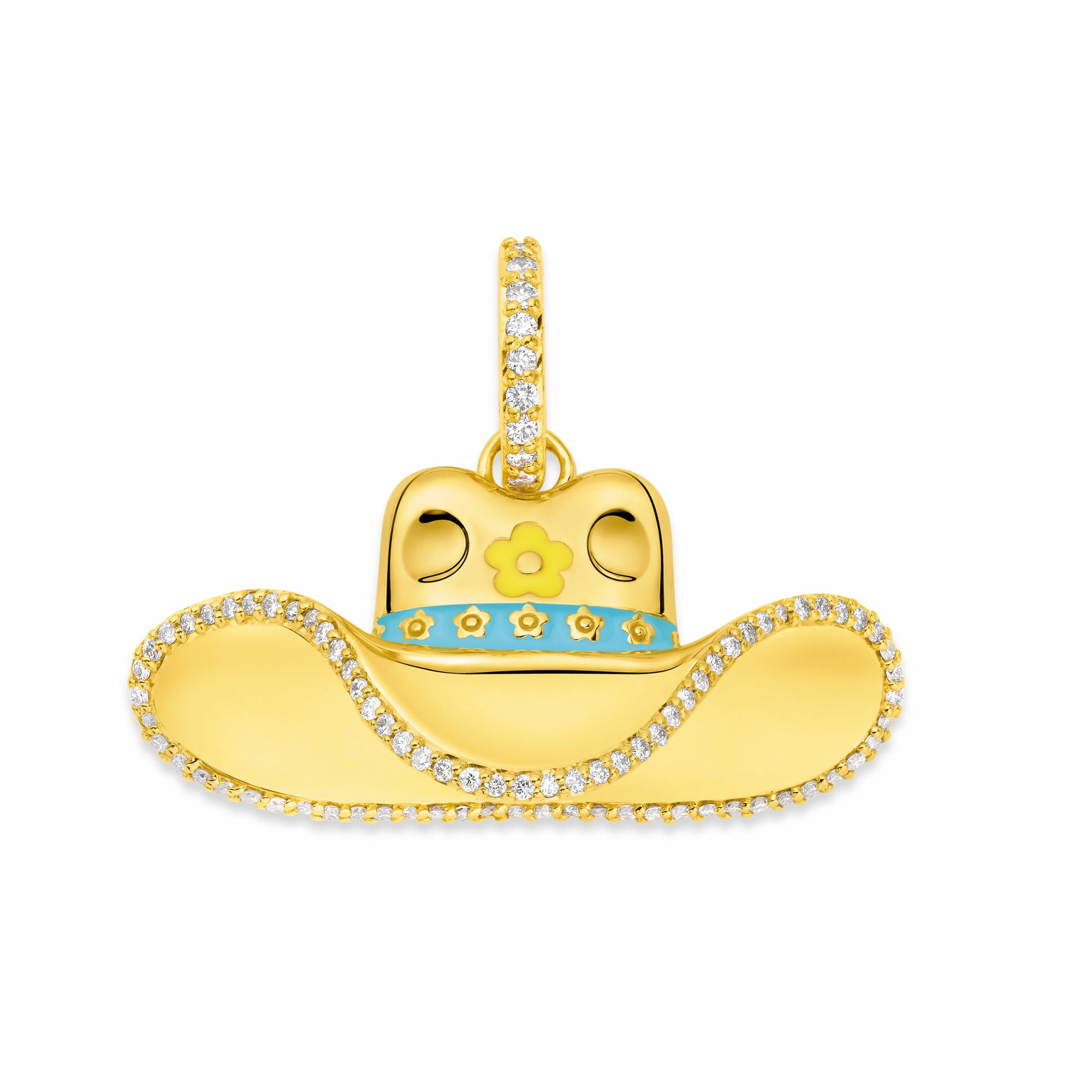 Diamond Cowgirl Hat Pendant in 20kt Yellow Gold