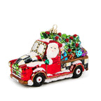 MacKenzie-Childs Santa's Hitting the Road Glass Ornament