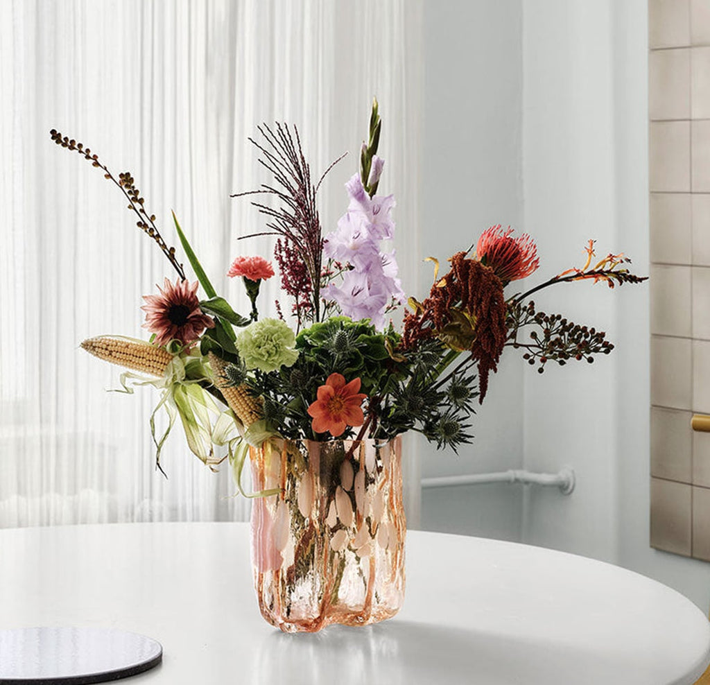 Crackle Vase Tall, Amber/Flamingo