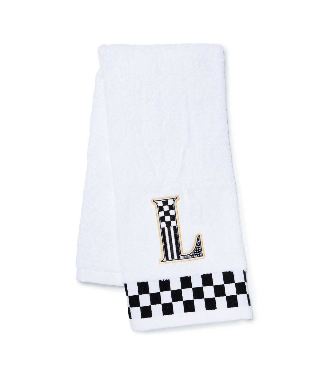 MacKenzie-Childs Monogram "L" Check Hand Towel