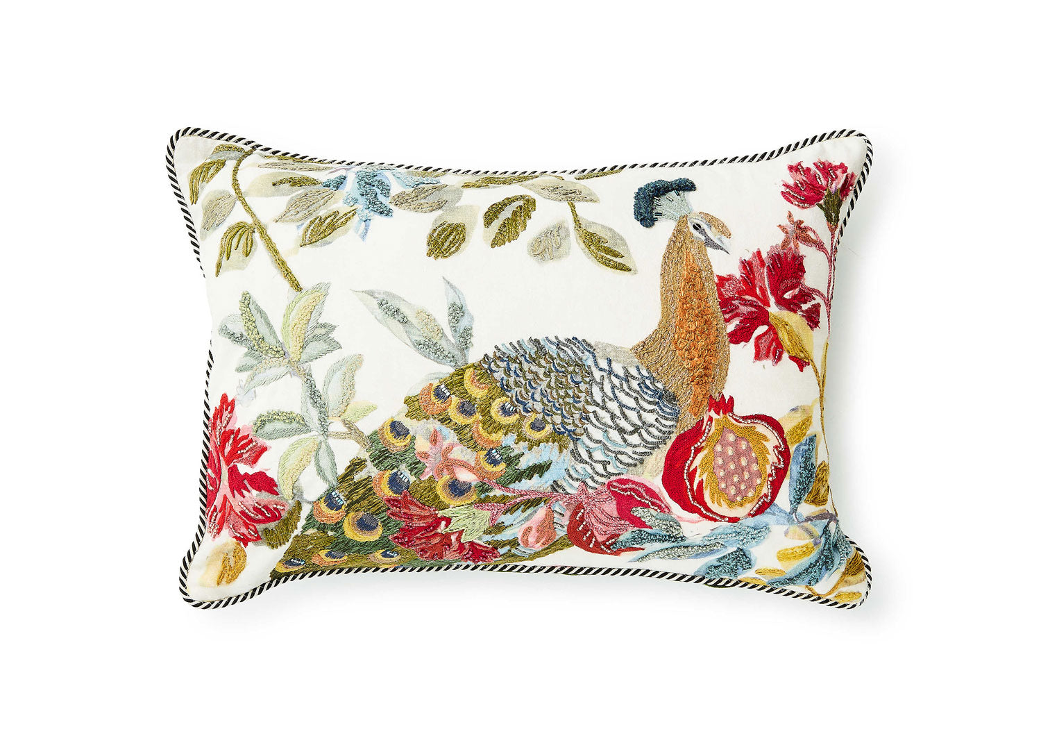 MacKenzie-Childs Carnivale Peacock Lumbar Throw Pillow