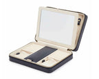 Wolf 1834 Maria Large Navy Leather Jewelry Zip Case