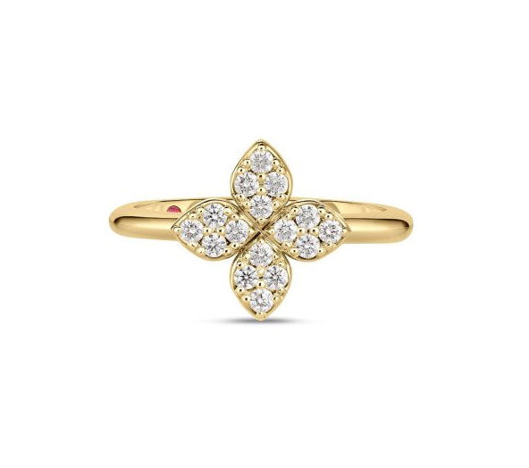 Roberto Coin “Love In Verona" 18kt Yellow Gold Diamond Flower Ring