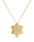 Roberto Coin “Vernazza” 18kt Yellow Gold Diamond Flower Pendant Necklace