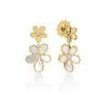 Roberto Coin Jasmine Diamond & Mother of Pearl Double Flower Dangle Gold Earrings
