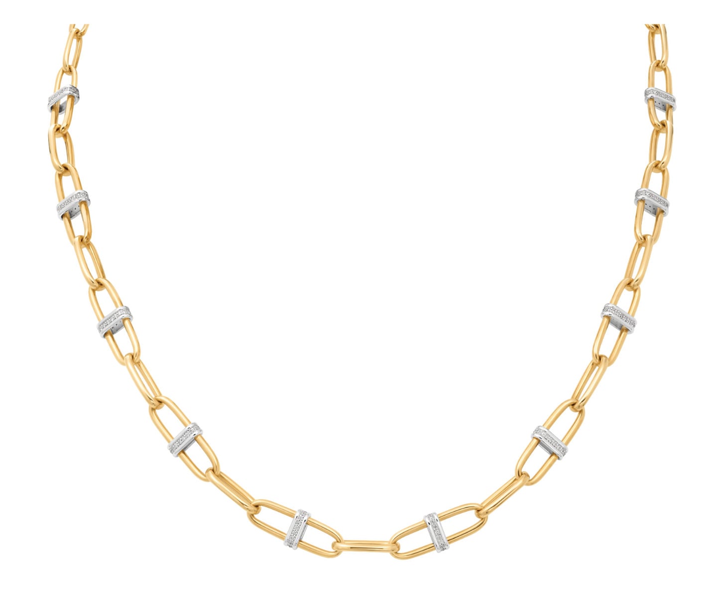 Antonio Papini Diamond Oval Link Necklace 18K Yellow Gold