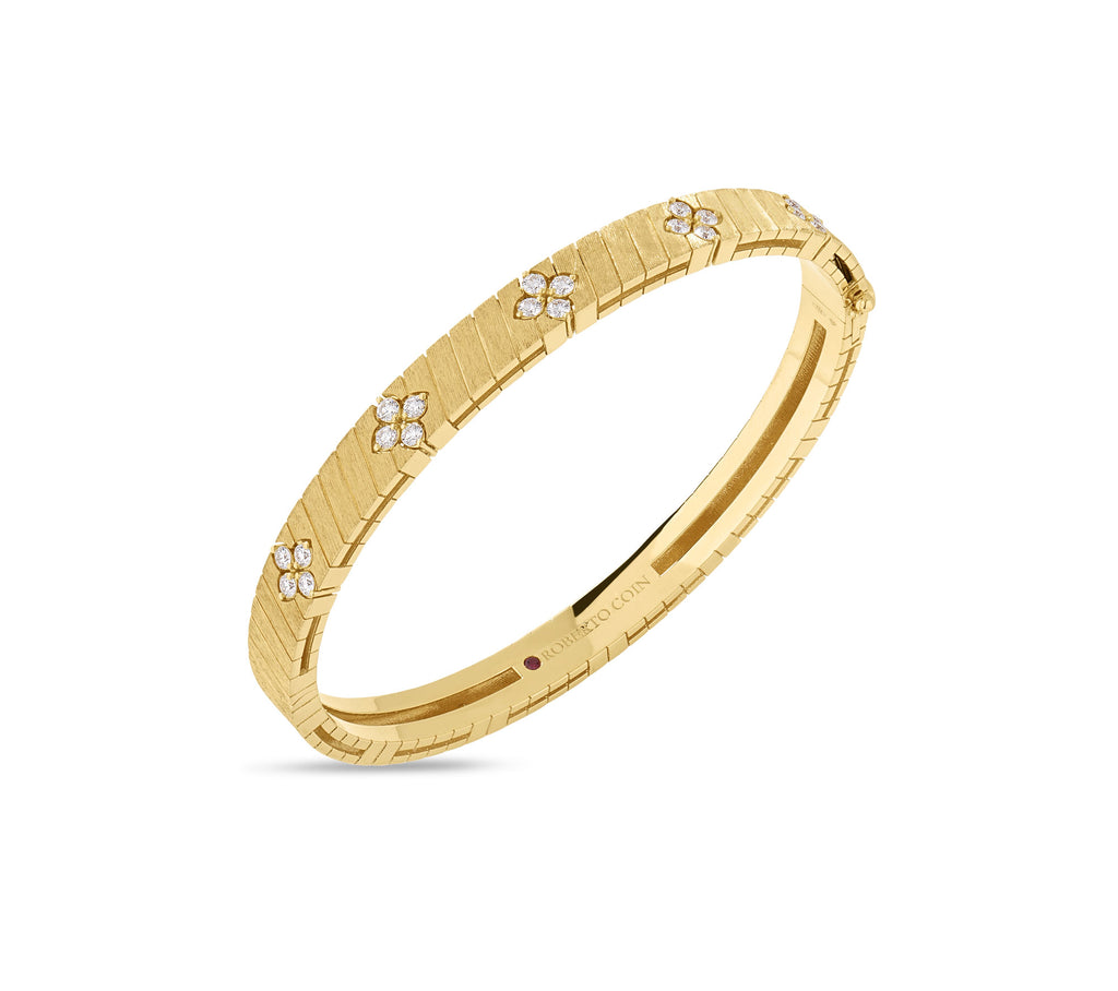 “Love In Verona" 18kt Yellow Gold Diamond Bangle Bracelet