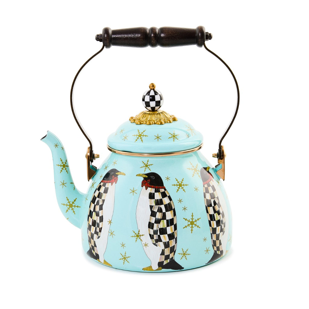 MacKenzie-Childs Penguin Parade 2 Quart Tea Kettle