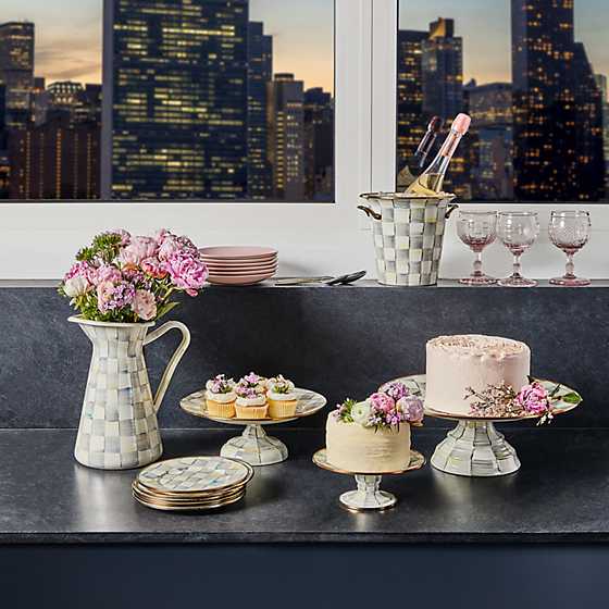 Sterling Check Mini Pedestal Platter