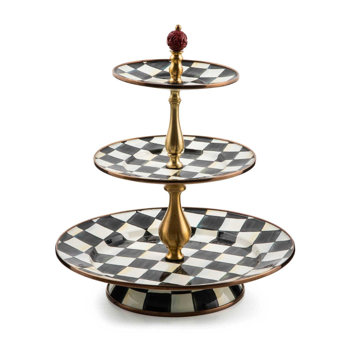 MacKenzie-Childs Courtly Check Enamel Three-Tier Sweet Stand