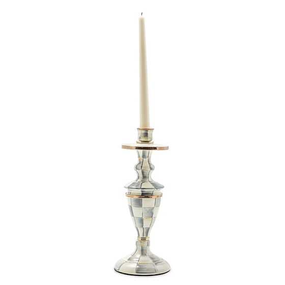 MacKenzie-Childs Sterling Check Enamel Candlestick - Medium