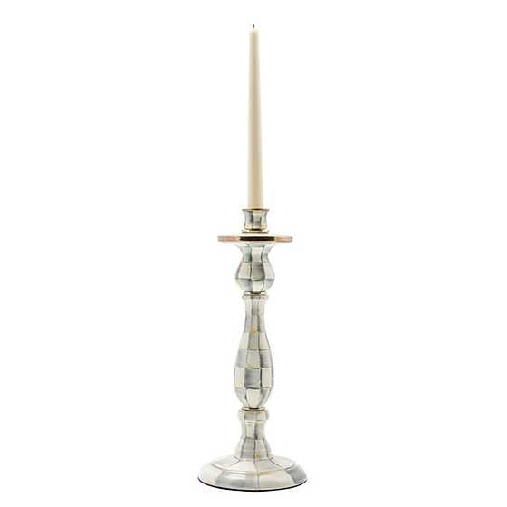 MacKenzie-Childs Sterling Check Enamel Candlestick - Large
