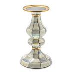 Sterling Check Enamel Pillar Candlestick - Medium