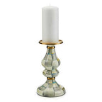 MacKenzie-Childs Sterling Check Enamel Pillar Candlestick - Medium