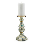 MacKenzie-Childs Sterling Check Enamel Pillar Candlestick - Large