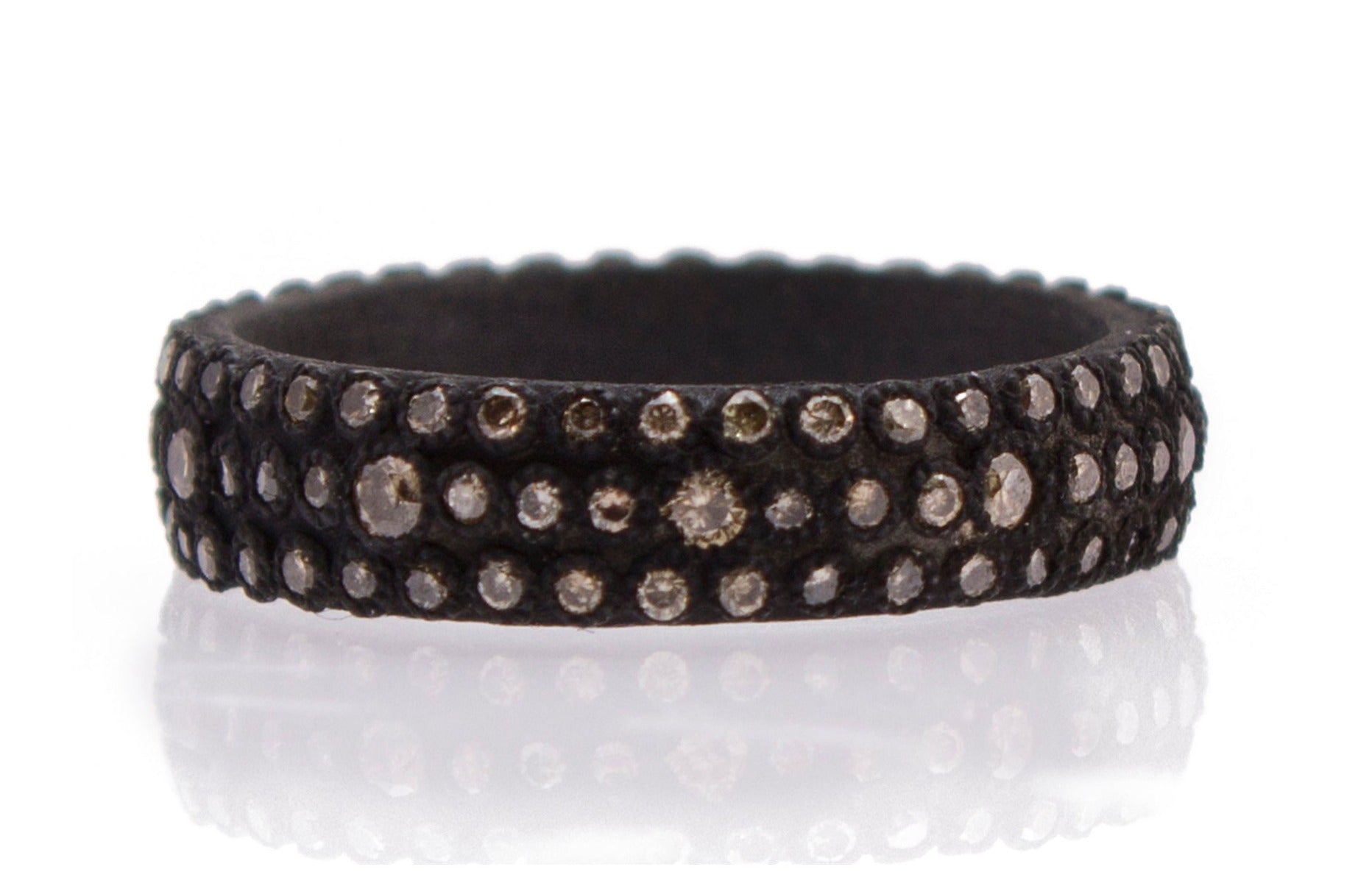 Armenta Blackened Sterling Silver Eternity Stack Ring with Champagne Diamonds