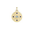 Moonstone & Blue Sapphire Moon Medallion in 18kt Green Gold