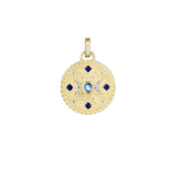 Moonstone & Blue Sapphire Moon Medallion in 18kt Green Gold