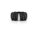 "Artiglio" Matte Black Ceramic & Diamond 18kt White Gold Stretch Ring