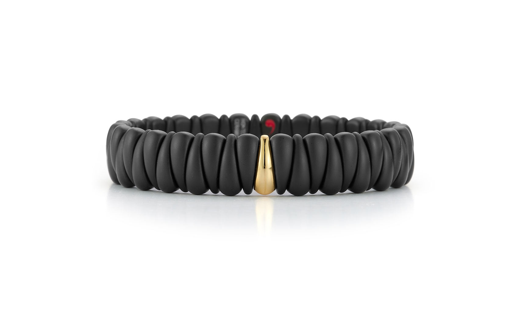 "Artiglio" Satin Black Ceramic & Diamond 18kt Yellow Gold Stretch Bracelet