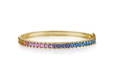 "Watercolor" Rainbow Sapphire Bangle Bracelet in 18kt Yellow Gold