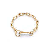 “Saxon” 18kt Yellow Link Bracelet with Elongated Diamond Link Clasp