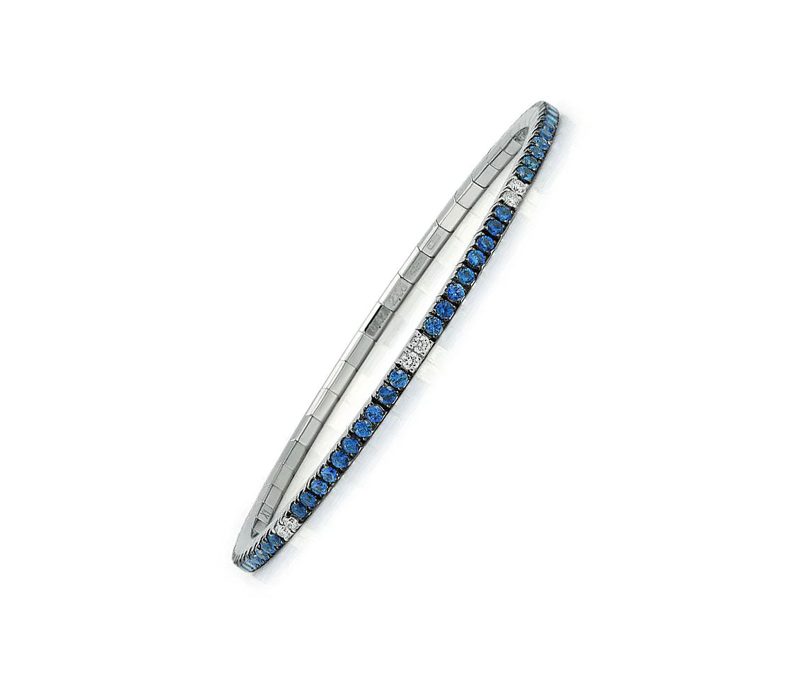 "Extensible" Sapphire & Diamond 18kt White Gold Stretch Bracelet