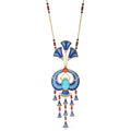 Diamond & Enamel Scarab Pendant Necklace in 18K Yellow Gold