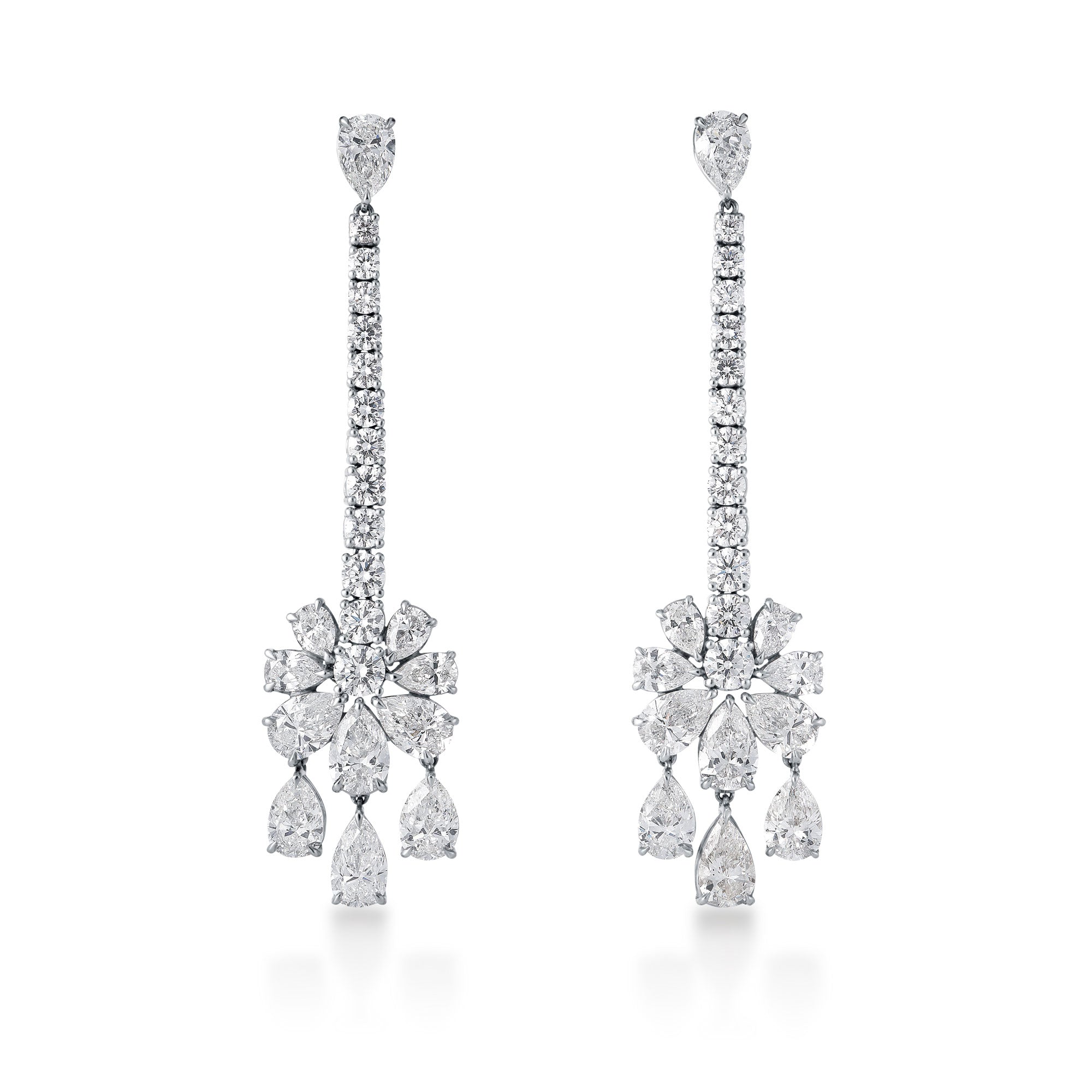 Diamond Drop Platinum Earrings