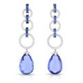 Diamond, Sapphire & Tanzanite Drop Earrings