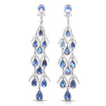 Moonstone & Diamond Drop Platinum Earrings