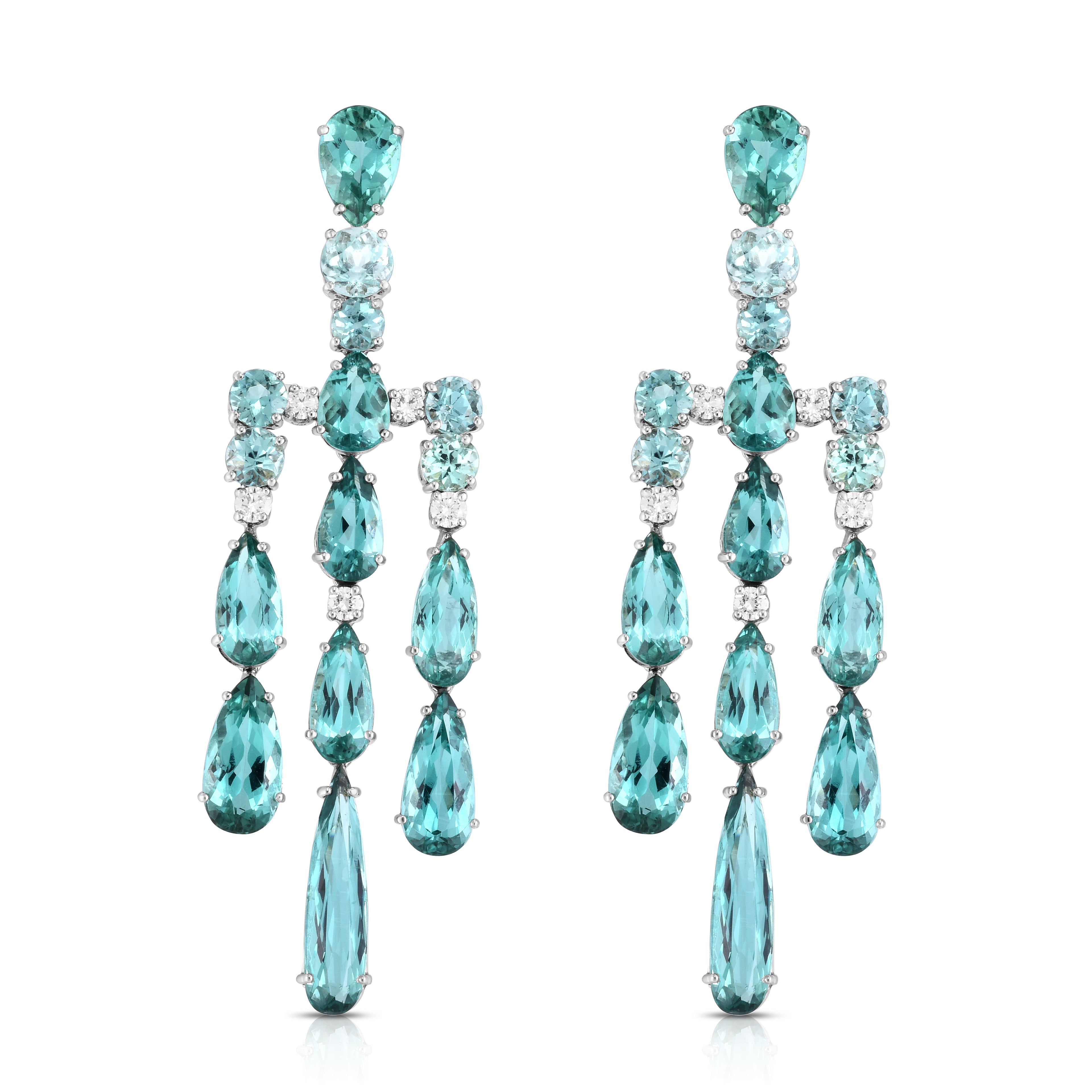 Tourmaline & Diamond Drop Platinum Earrings
