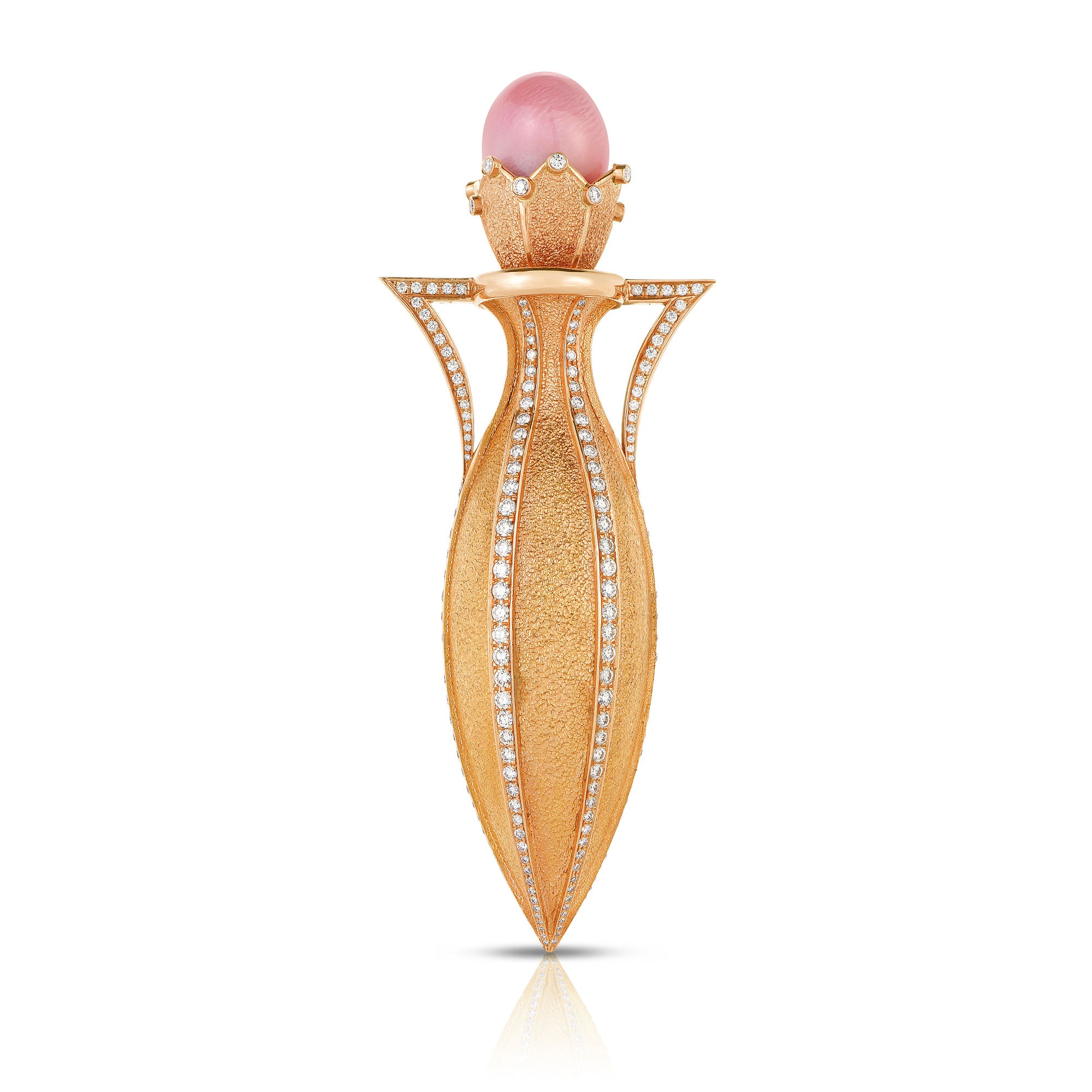 Pink Pearl & Diamond Pendant in 18kt Yellow Gold