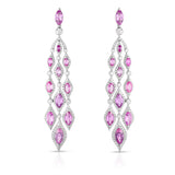 Pink Sapphire & Diamond Drop Platinum Earrings