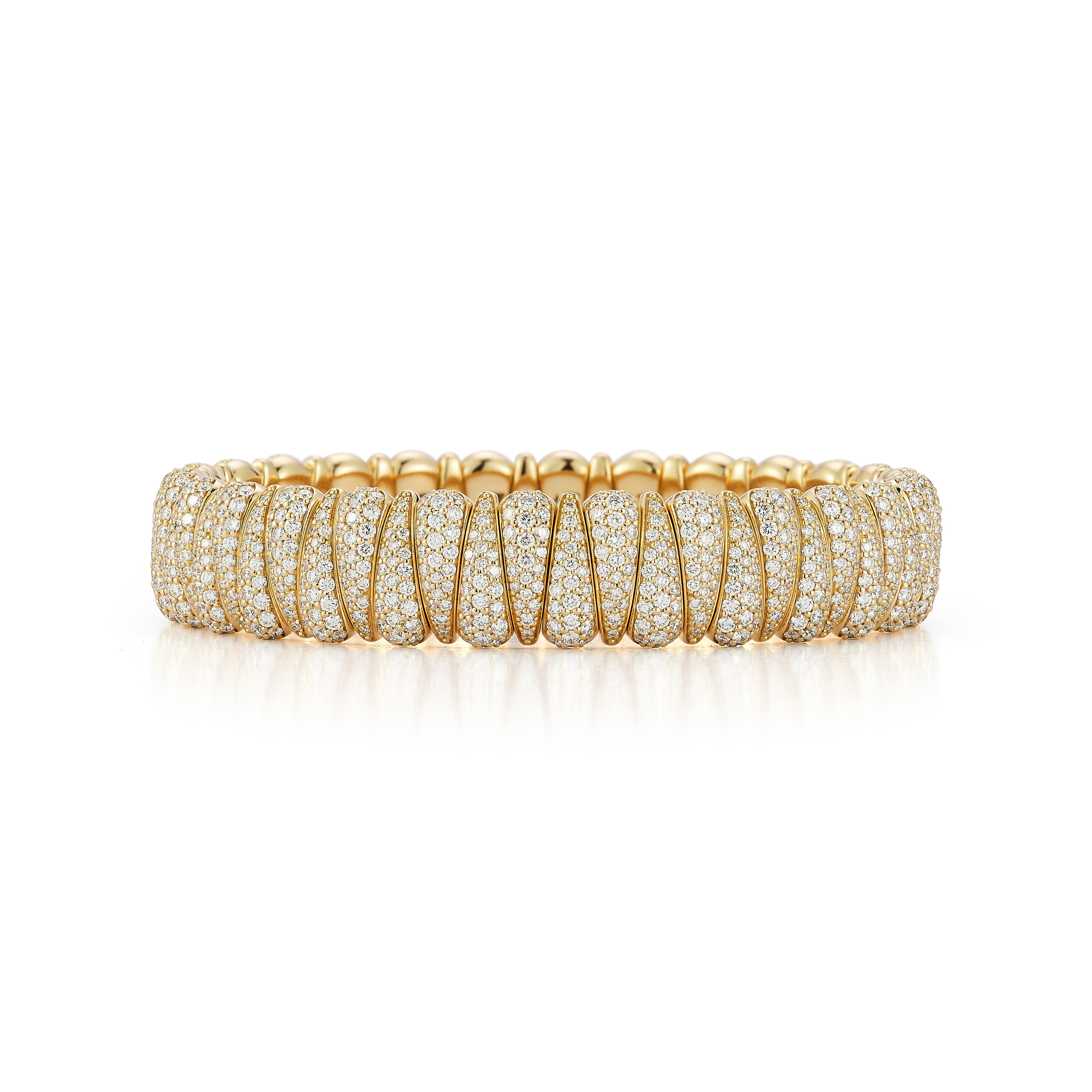 "Artiglio" Diamond 18kt Yellow Gold Stretch Bracelet