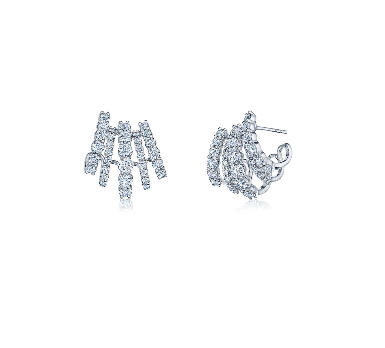 Five-Row Huggie Earrings with Diamonds