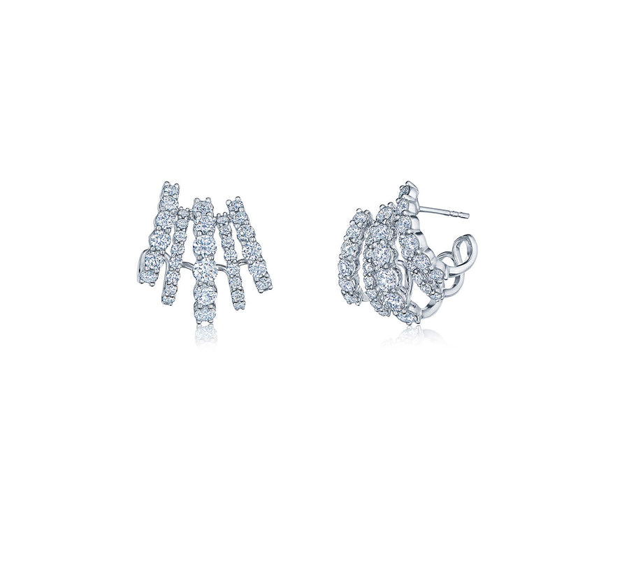 Five-Row Huggie Earrings with Diamonds