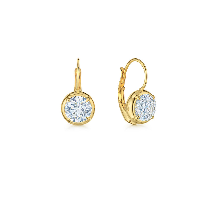 Round Diamond Drop Earrings in 18kt Yellow Gold