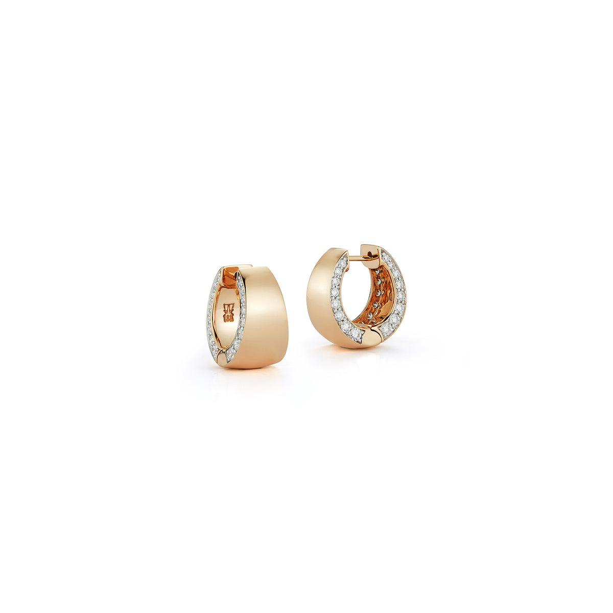 18kt Yellow Gold Diamond Edge Hoop Earrings