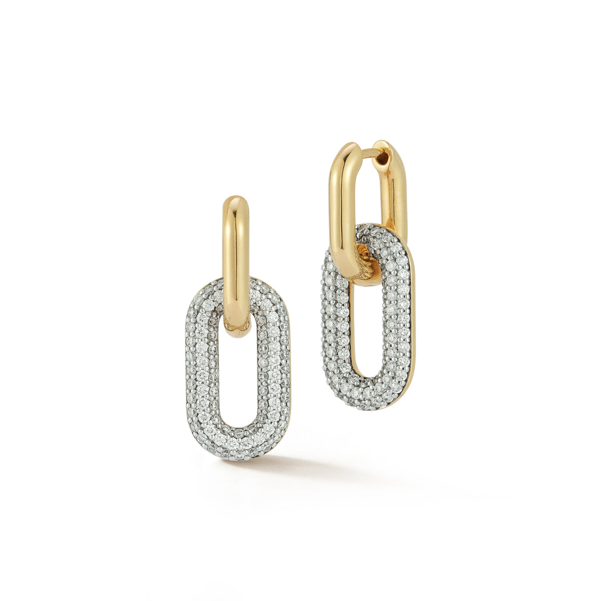 “Morrell” 18kt Yellow Gold Diamond Drop Huggie Earrings