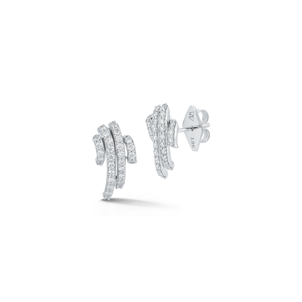 “Thoby” 18kt White Gold Diamond Small Spiral Earrings
