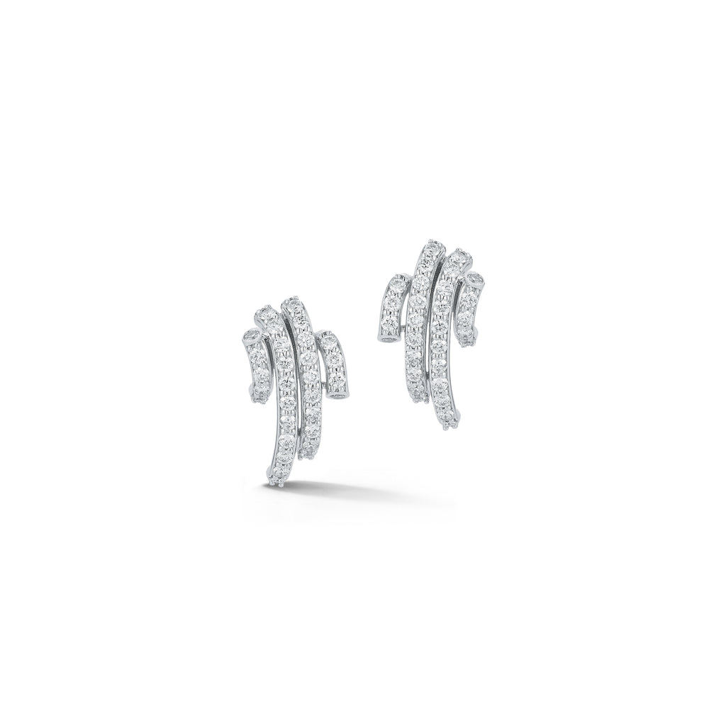 “Thoby” 18kt White Gold Diamond Small Spiral Earrings