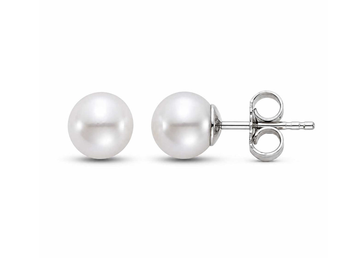 5-5.5MM Pearl Stud Earrings in 14kt White Gold