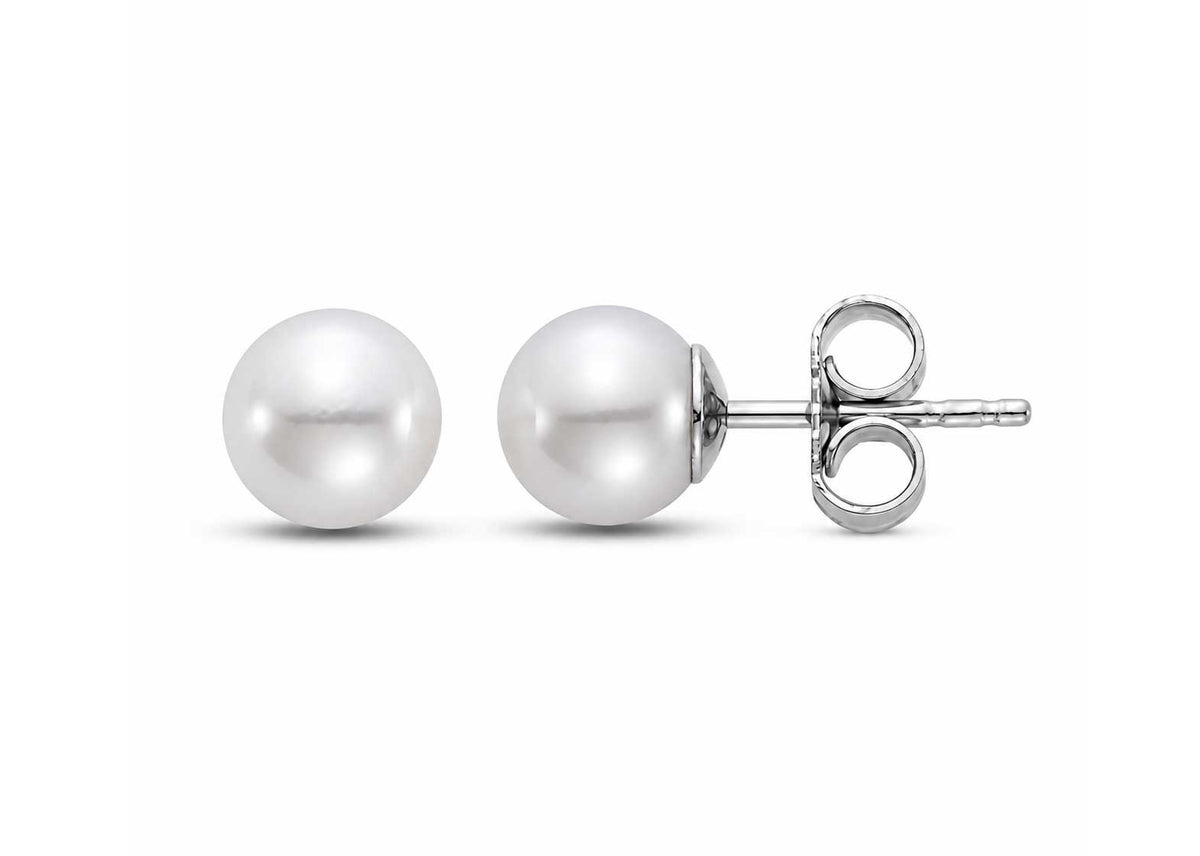 5-5.6MM Pearl Stud Earrings in 14kt White Gold