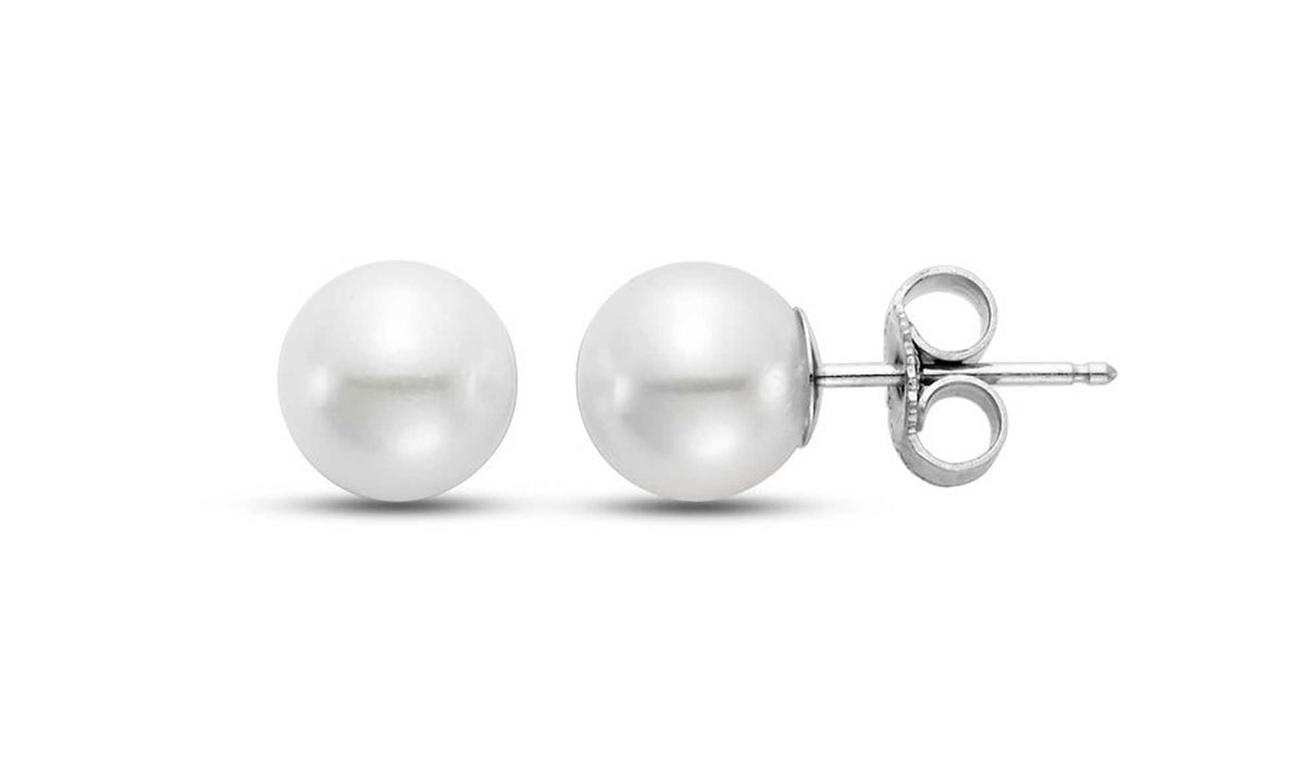 7-7.5MM Pearl Stud Earrings in 14kt White Gold