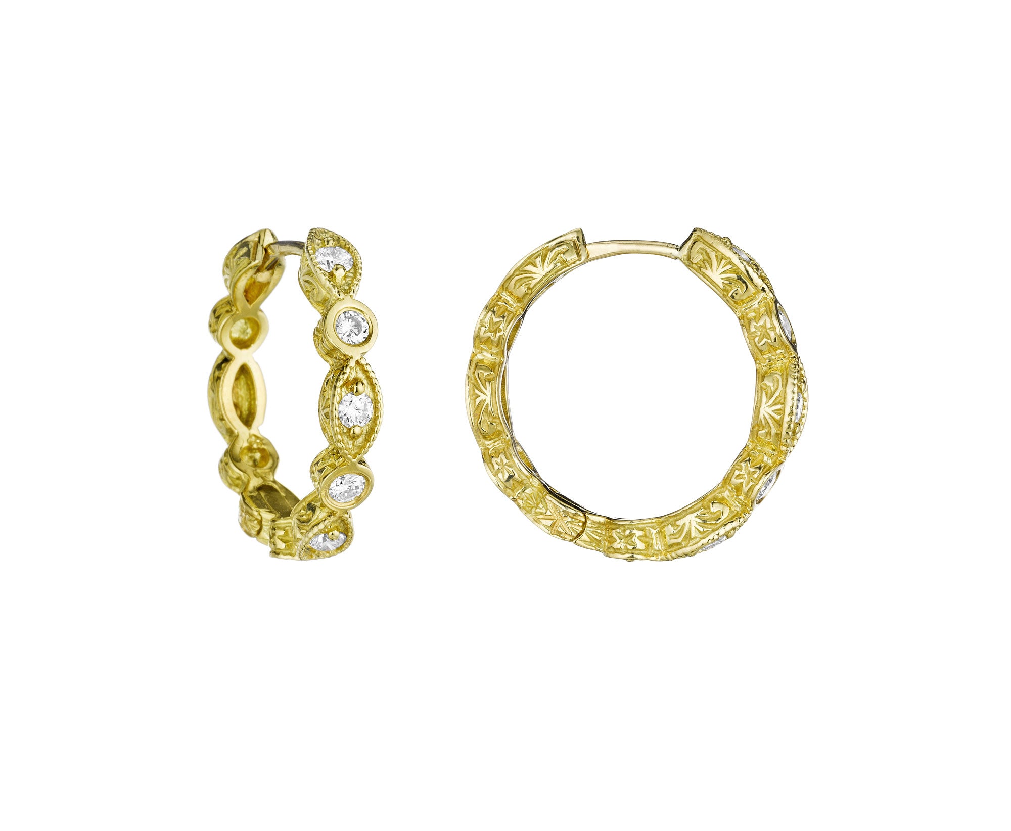 Diamond Round Hoop Earrings