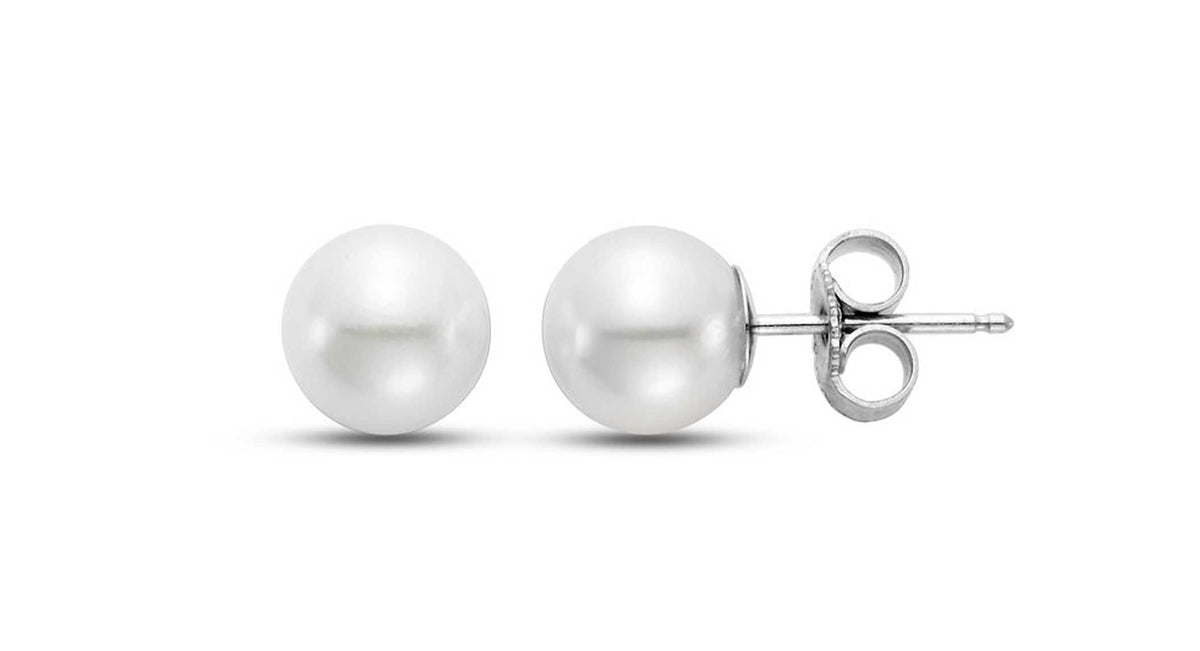 7.5-8MM Pearl Stud Earrings in 14kt White Gold