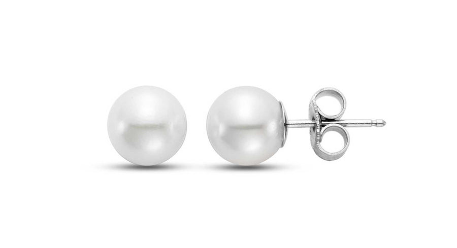 7.5-8MM Pearl Stud Earrings in 14kt White Gold