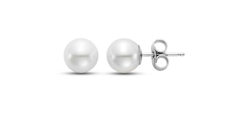 8-8.5MM Pearl Stud Earrings in 14kt White Gold